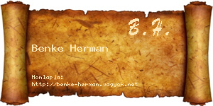 Benke Herman névjegykártya